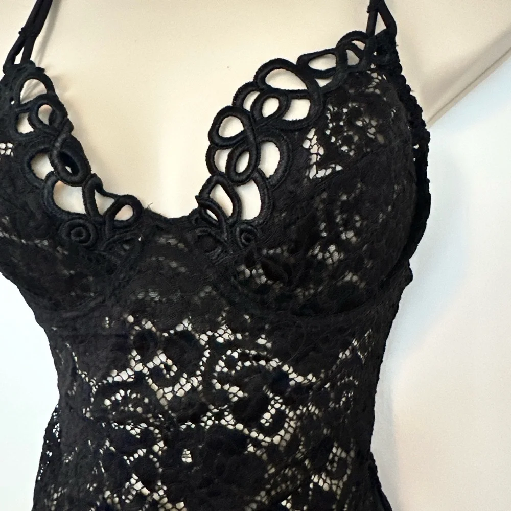 La Perla Documented collectors Black Lace Bodysuit with Fishnet Hosiery